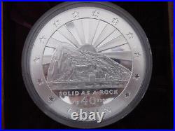 1994 Gibraltar. 999 Silver 40 Crowns Solid as a Rock (40 Tr. Oz.) Pobjoy Mint