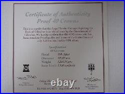 1994 Gibraltar. 999 Silver 40 Crowns Solid as a Rock (40 Tr. Oz.) Pobjoy Mint