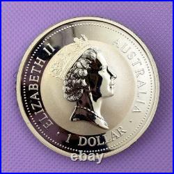 1995 Australia Kookaburra 1 oz Silver Coin. 999 Fine Silver Square Capsule
