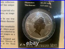1995 Australian Kangaroo 1oz. 999 Fine Solid Silver Coin On Presentation Card