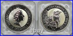 1997 Australian Kookaburra 2oz Silver Bullion Coin in Perth Mint Square Capsule