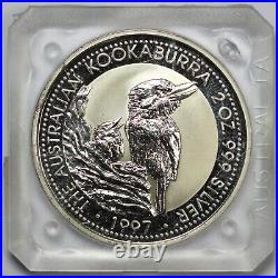 1997 Australian Kookaburra 2oz Silver Bullion Coin in Perth Mint Square Capsule
