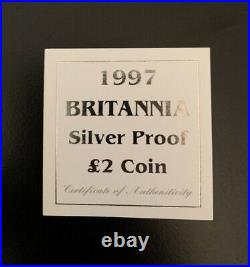 1997 Royal Mint Britannia proof 1oz Solid Silver Coin With Box And C. O. A