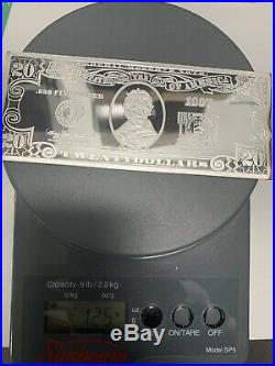 1997 Solid. 999 Fine Silver Bullion Twenty Dollar Bill 4 Ozt