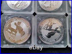 1998 Perth Mint Kookaburra 1oz silveR coins in RARE block of 6 square capsule