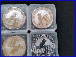 1998 Perth Mint Kookaburra 1oz silveR coins in RARE block of 6 square capsule