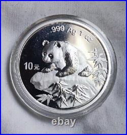 1999 Chinese Panda 1 Oz Solid 999 Fine Silver Uncirculated Bullion Coin