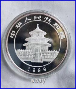 1999 Chinese Panda 1 Oz Solid 999 Fine Silver Uncirculated Bullion Coin