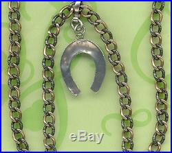 19c SOLID SILVER NIELLO AND VERMEIL GOLD POCKET WATCH CHAIN HORSE UNICORNE SEAL