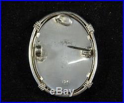 19th Century Solid Silver Oval Miniature Portrait Painting Pendant or Brooch