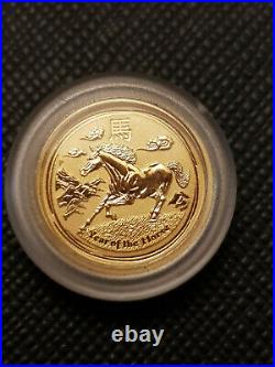 1/20.9999 Solid gold coin year of the horse 2014