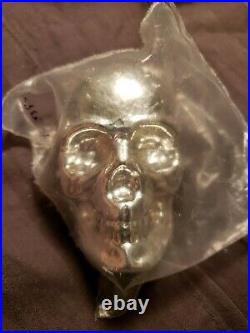 1/2 Kilo. 500g YPS 3D 999 Solid Silver SKULL Yeager's Poured Silver FREE SHIP