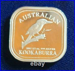1/2 Oz Fine Silver Proof 1st Australian Kookaburra Square Coin Sigma Verified