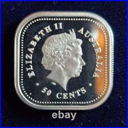 1/2 Oz Fine Silver Proof 1st Australian Kookaburra Square Coin Sigma Verified