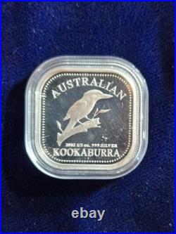 1/2 Oz Fine Silver Proof 1st Australian Kookaburra Square Coin Sigma Verified