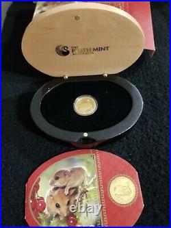 1/4 oz. 9999 Solid Gold PROOF PERTH MINT 2008'YEAR OF THE MOUSE