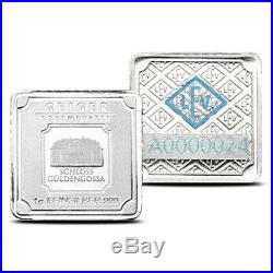 1 Gram. 999 Fine Silver Bullion Bar Geiger Edelmetalle Original Square Assay