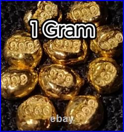 1 Gram Solid 24ct Gold Bars 999.9 Pure Fine Bullion AU Nugget x 2