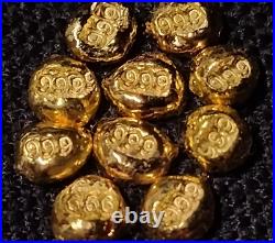 1 Gram Solid 24ct Gold Bars 999.9 Pure Fine Bullion AU Nugget x 2