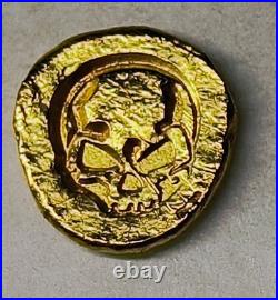 1 Gram Solid 24ct Gold Skull Bar 999.9 Pure Fine Bullion Not Scrap