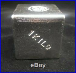 1 KILO. 999 Fine Silver Hand Poured Cube Made by Shiny Bars. Solid Heavy AG 47