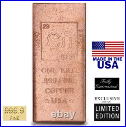 1 Kilo 2.3lb Copper Bar 36oz 999 Fine Bullion Ingot 5-10-20 Silver Alternative 2
