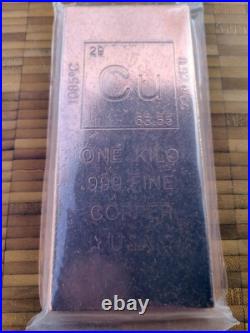 1 Kilo 2.3lb Copper Bar 36oz 999 Fine Bullion Ingot 5-10-20 Silver Alternative 2