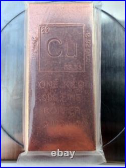 1 Kilo 2.3lb Copper Bar 36oz 999 Fine Bullion Ingot 5-10-20 Silver Alternative 2