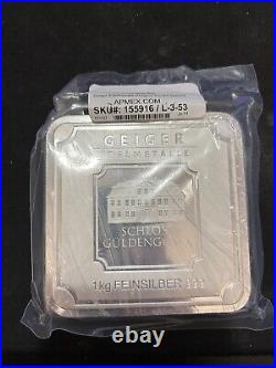 1 Kilo Silver Bar Geiger Edelmetalle (Original Square Series) Sealed