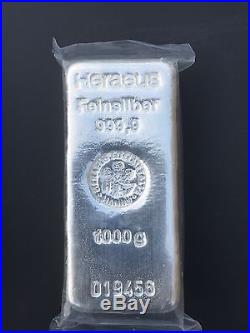 1 Kilo Solid Silver Bar 999,9 Heraeus Finesilber SEALED MINT CONDITION