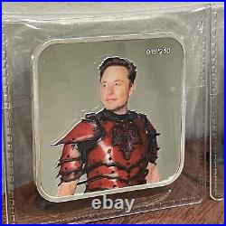 1 OZ. 999 Fine Silver Square Bar Colorized Elon Musk X Logo Back Ltd Ed. #/250