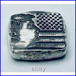 1 Oz. 999 FS MK BarZ Salute to Trump Profile Stamped Square. 999 Fine Silver