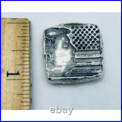 1 Oz. 999 FS MK BarZ Salute to Trump Profile Stamped Square. 999 Fine Silver