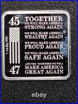 1 Oz. 999 Fine Silver Square Trump Train Silver Bar BU