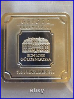1 Oz Geiger Silver Sq. Witho Assay Edelmetalle Schloss Güldengossa Feinsilber. 999