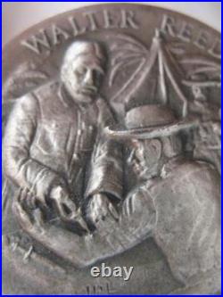 1+ Oz Longines Solid. Sterling Silver 1901 Walter Reed 3d High Relief Coin +gold