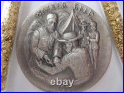 1+ Oz Longines Solid. Sterling Silver 1901 Walter Reed 3d High Relief Coin +gold