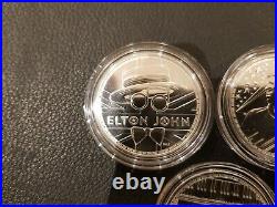 1 Oz Solid Silver Rock Legends Coins. 999% Queen/elton/bowie