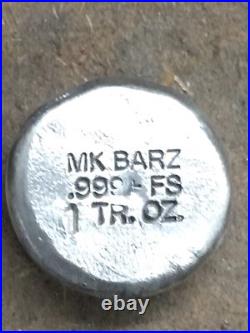 1 Ozt MK BARZ Skull Rounds. 999 Fine Silver