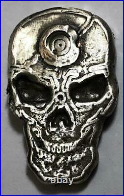 1 Ozt MK BarZ Target Skull. 999 Fine Silver