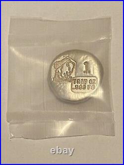 1 TROY OUNCE. 999 SILVER Bison Bullion Solid Poker Chip Hand Poured