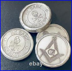 1 Troy Oz MK BARZ Masonic Symbol Round. 999 Fine Silver