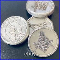 1 Troy Oz MK BARZ Masonic Symbol Round. 999 Fine Silver