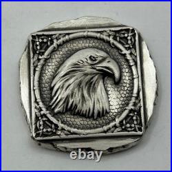 1 Troy Oz. MK BarZ Majestic Eagle Stamped Square. 999 Fine Silver