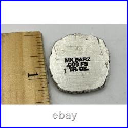 1 Troy Oz. MK BarZ Majestic Eagle Stamped Square. 999 Fine Silver