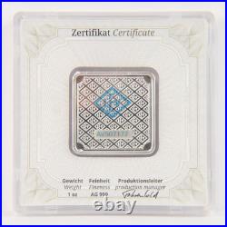 1 oz. 999 Fine Silver Bullion Bar Geiger Original Square Sealed in Case