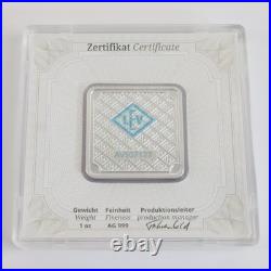 1 oz. 999 Fine Silver Bullion Bar Geiger Original Square Sealed in Case