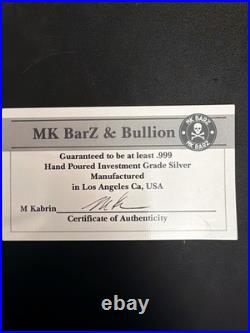 1 oz. 999 Fine Silver Square Bar MK Barz Mint COA California Maple Leaf 1 oz. 999 Fine Silver Square Bar MK Barz Mint COA California Maple Leaf