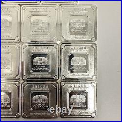1 oz Geiger Silver Bar. 999 Fine Square Schloss Guldengossa Germany