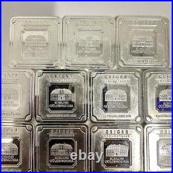 1 oz Geiger Silver Bar. 999 Fine Square Schloss Guldengossa Germany
